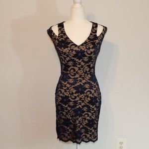 ABS Navy Lace Cocktail Dress, size 4